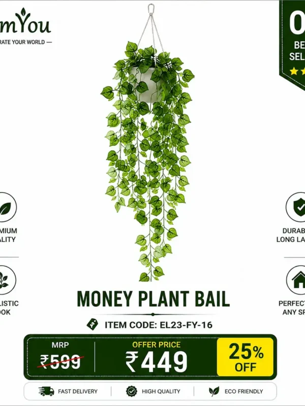 Artificial Hanging Money Plant Bail Artificial Hanging Money Plant Bail for Home & Office Decoration by FamYou