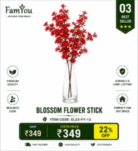 Artificial Blossom Flower Stick with Red Flowers for Home Decoration by FamYou