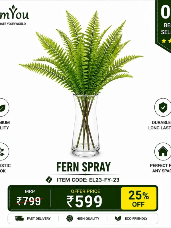 Artificial Fern Spray Artificial Fern Spray with Realistic Green Fern Leaves for Home Decoration by FamYou